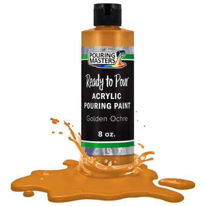 Pouring Masters Golden Ochre Ready to Pour Acrylic Pouring Paint - Premium 8-Ounce Pre-Mixed Fluid Acrylic Paint - Fluid Art Supplies for Canvas, Wood, Paper, Tile & Rocks