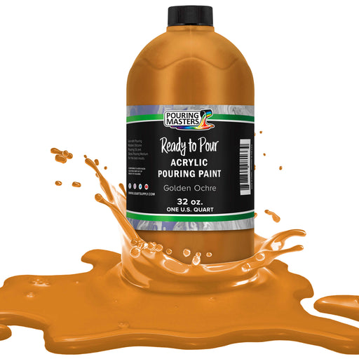 Golden Ochre Acrylic Ready to Pour Pouring Paint Premium 32-Ounce Pre-Mixed Water-Based - for Canvas, Wood, Paper, Crafts, Tile, Rocks and More