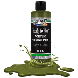 Pouring Masters Olive Green Ready to Pour Acrylic Pouring Paint - Premium 8-Ounce Pre-Mixed Fluid Acrylic Paint - Fluid Art Supplies for Canvas, Wood, Paper, Tile & Rocks