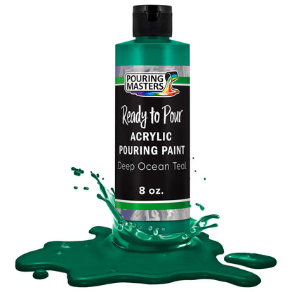 Pouring Masters Deep Ocean Teal Ready to Pour Acrylic Pouring Paint - Premium 8-Ounce Pre-Mixed Fluid Acrylic Paint - Fluid Art Supplies for Canvas, Wood, Paper, Tile & Rocks