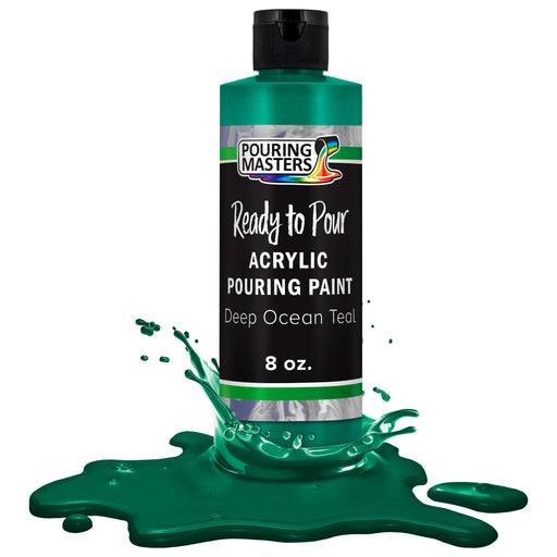 Deep Ocean Teal Acrylic Ready to Pour Pouring Paint Premium 8-Ounce Pre-Mixed Water-Based - for Canvas, Wood, Paper, Crafts, Tile, Rocks and More