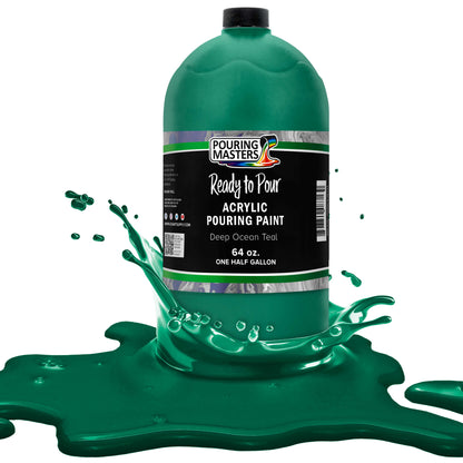 Pouring Masters Deep Ocean Teal Ready to Pour Acrylic Pouring Paint - Premium 64-Ounce Pre-Mixed Fluid Acrylic Paint - Fluid Art Supplies for Canvas, Wood, Paper, Tile & Rocks