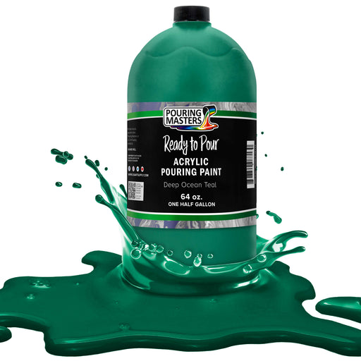 Deep Ocean Teal Acrylic Ready to Pour Pouring Paint Premium 64-Ounce Pre-Mixed Water-Based - for Canvas, Wood, Paper, Crafts, Tile, Rocks and More