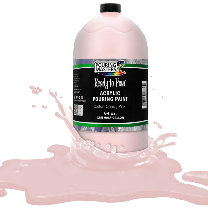 Cotton Candy Pink Acrylic Ready to Pour Pouring Paint Premium 64-Ounce Pre-Mixed Water-Based - for Canvas, Wood, Paper, Crafts, Tile, Rocks and More