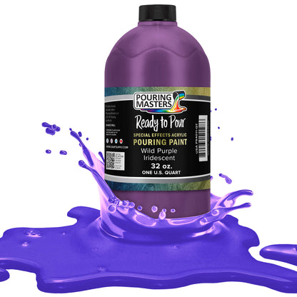 Pouring Masters Wild Purple Iridescent Special Effectsr Acrylic Pouring Paint - Premium 32-Ounce Pre-Mixed Fluid Acrylic Paint - Fluid Art Supplies for Canvas, Wood, Paper, Tile & Rocks