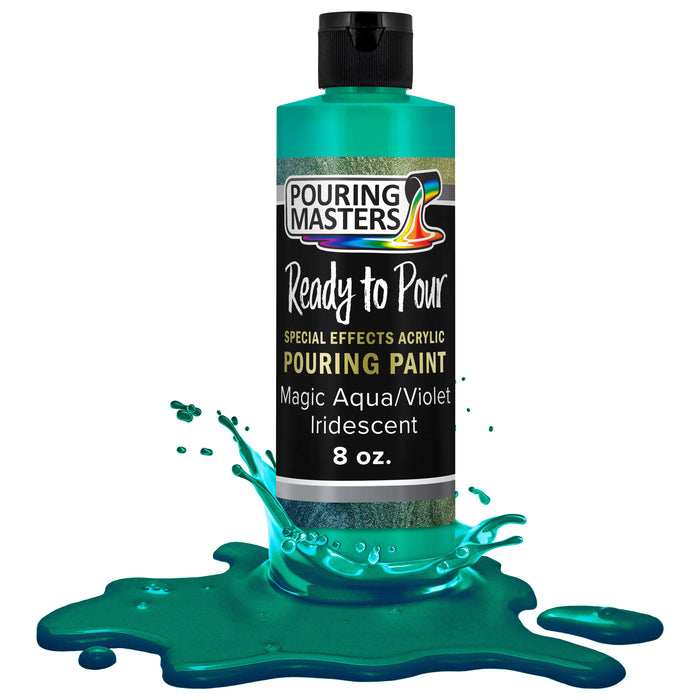 Magic Aqua/Violet Iridescent Special Effects Pouring Paint - 8 Ounce Bottle - Acrylic Ready to Pour Pre-Mixed Water Based for Canvas and More