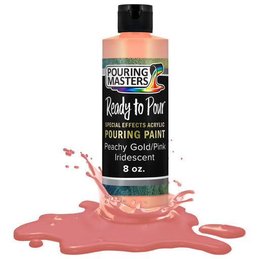 Peachy Gold/Pink Iridescent Special Effects Pouring Paint - 8 Ounce Bottle - Acrylic Ready to Pour Pre-Mixed Water Based for Canvas and More