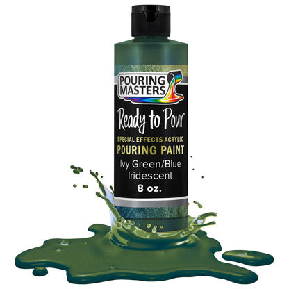 Pouring Masters Ivy Green/Blue Iridescent Special Effects Acrylic Pouring Paint - Premium 8-Ounce Pre-Mixed Fluid Acrylic Paint - Fluid Art Supplies for Canvas, Wood, Paper, Tile & Rocks