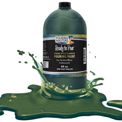 Pouring Masters Ivy Green/Blue Iridescent Special Effects Acrylic Pouring Paint - Premium 64-Ounce Pre-Mixed Fluid Acrylic Paint - Fluid Art Supplies for Canvas, Wood, Paper, Tile & Rocks