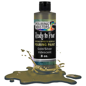 Pouring Masters Gold/Silver Iridescent Special Effects Acrylic Pouring Paint - Premium 8-Ounce Pre-Mixed Fluid Acrylic Paint - Fluid Art Supplies for Canvas, Wood, Paper, Tile & Rocks
