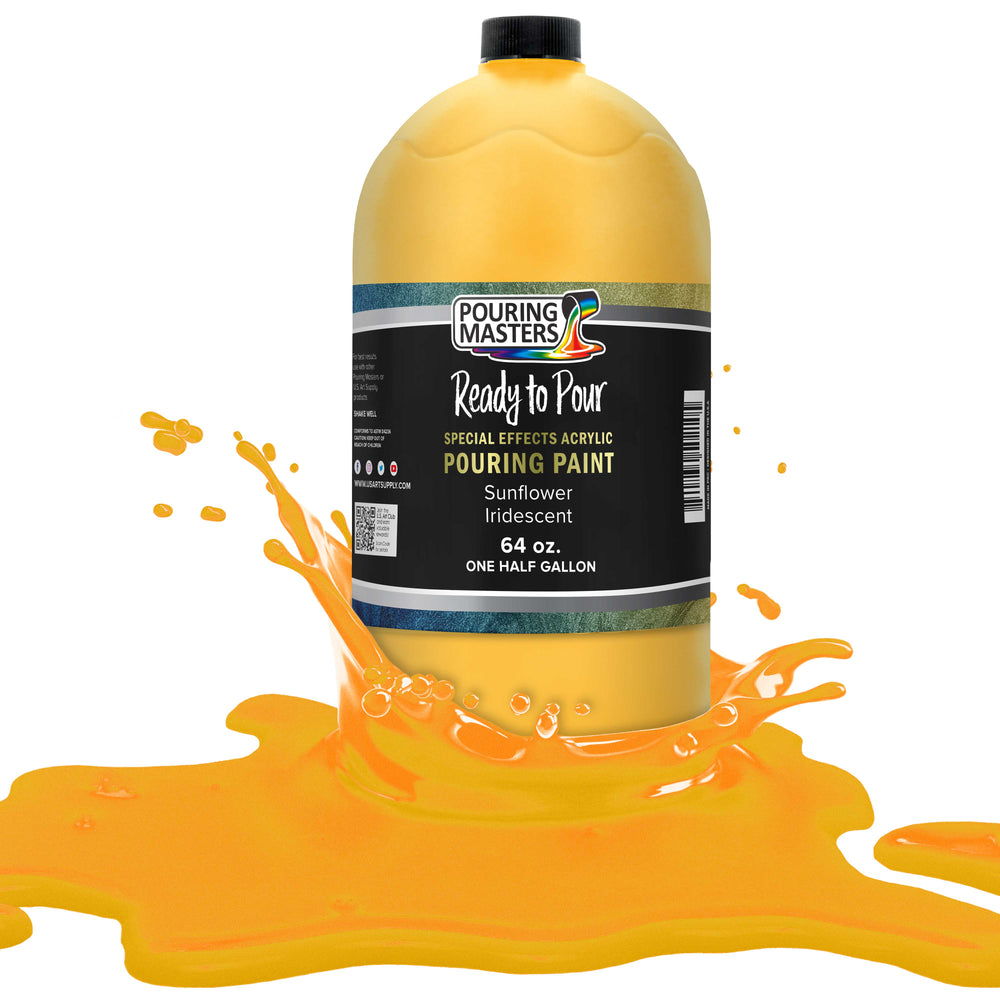 Sunflower Iridescent Special Effects Pouring Paint - Half Gallon Bottle - Acrylic Ready to Pour Pre-Mixed Water Based for Canvas and More