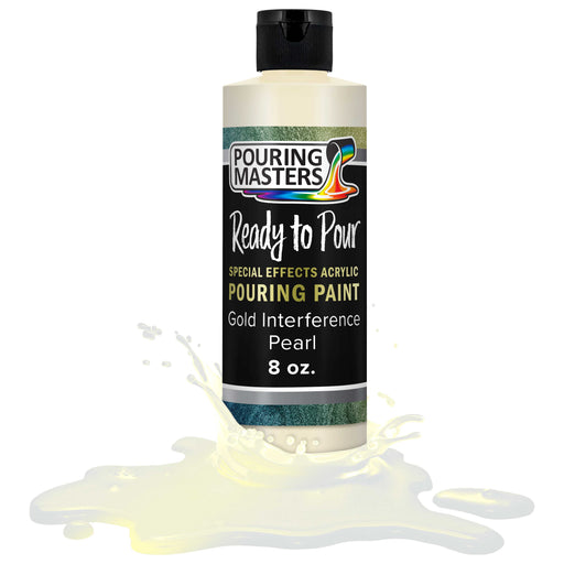 Gold Interference Pearl Special Effects Pouring Paint - 8 Ounce Bottle - Acrylic Ready to Pour Pre-Mixed Water Based for Canvas and More
