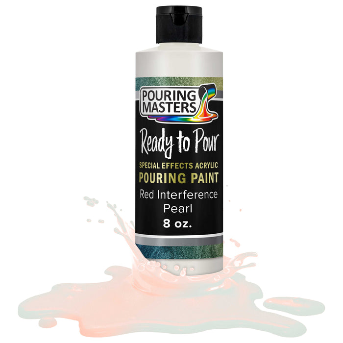 Red Interference Pearl Special Effects Pouring Paint - 8 Ounce Bottle - Acrylic Ready to Pour Pre-Mixed Water Based for Canvas and More