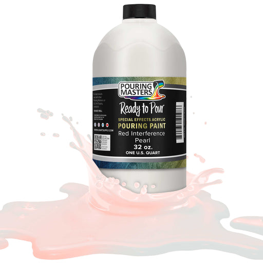 Red Interference Pearl Special Effects Pouring Paint - Quart Bottle - Acrylic Ready to Pour Pre-Mixed Water Based for Canvas and More