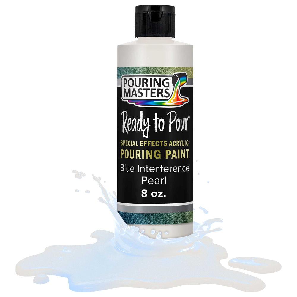 Blue Interference Pearl Special Effects Pouring Paint - 8 Ounce Bottle - Acrylic Ready to Pour Pre-Mixed Water Based for Canvas and More