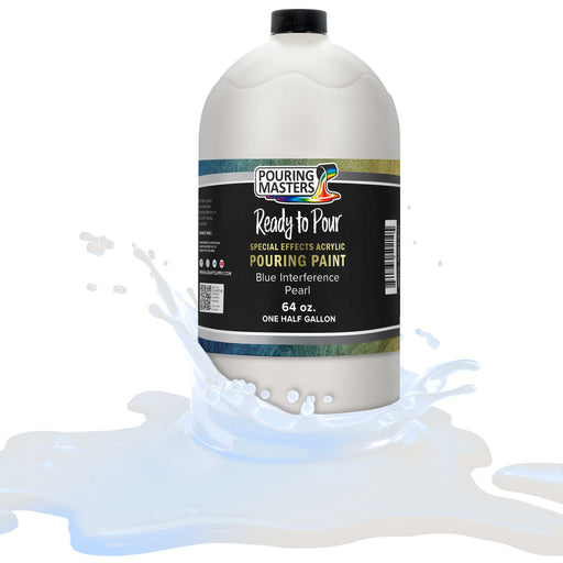 Blue Interference Pearl Special Effects Pouring Paint - Half Gallon Bottle - Acrylic Ready to Pour Pre-Mixed Water Based for Canvas and More