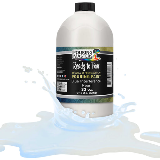Blue Interference Pearl Special Effects Pouring Paint - Quart Bottle - Acrylic Ready to Pour Pre-Mixed Water Based for Canvas and More