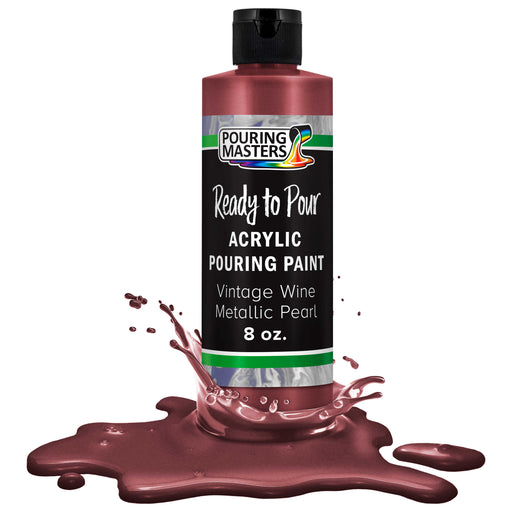 Vintage Wine Metallic Acrylic Ready to Pour Pouring Paint Premium 8-Ounce Pre-Mixed Water-Based - Painting Canvas, Wood, Crafts, Tile, Rocks