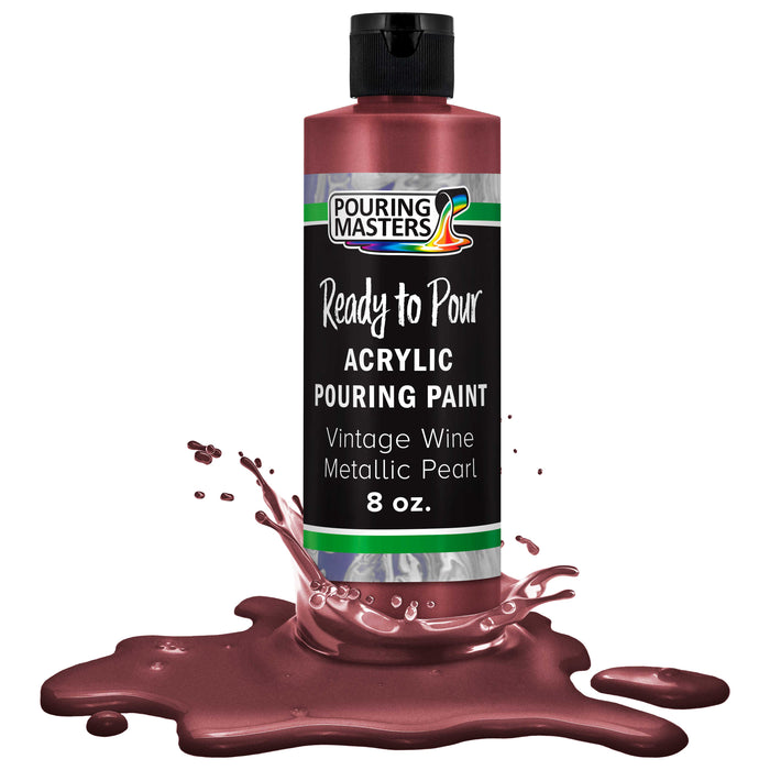 Pouring Masters Vintage Wine Metallic Pearl Ready to Pour Acrylic Pouring Paint - Premium 8-Ounce Pre-Mixed Fluid Acrylic Paint - Fluid Art Supplies for Canvas, Wood, Paper, Tile & Rocks