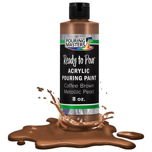 Coffee Brown Metallic Acrylic Ready to Pour Pouring Paint Premium 8-Ounce Pre-Mixed Water-Based - Painting Canvas, Wood, Crafts, Tile, Rocks