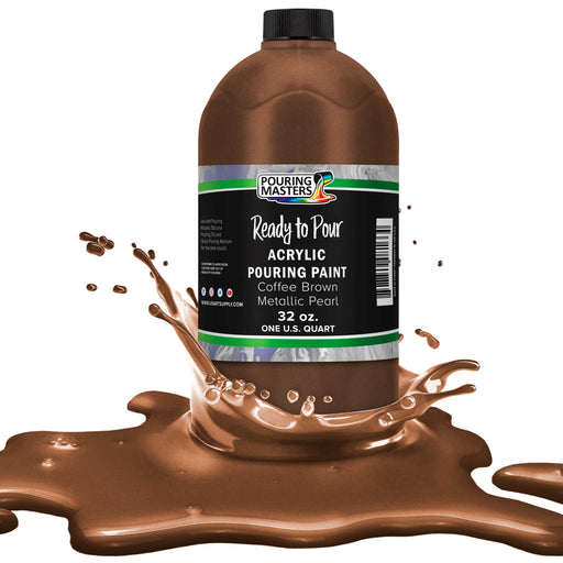 Pouring Masters Coffee Brown Metallic Pearl Ready to Pour Acrylic Pouring Paint - Premium 32-Ounce Pre-Mixed Fluid Acrylic Paint - Fluid Art Supplies for Canvas, Wood, Paper, Tile & Rocks