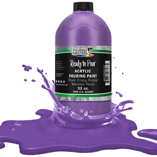 Plum Crazy Purple Metallic Pearl Acrylic Ready to Pour Pouring Paint Premium 32-Ounce Pre-Mixed Water-Based - Painting Canvas, Wood, Crafts, Tile