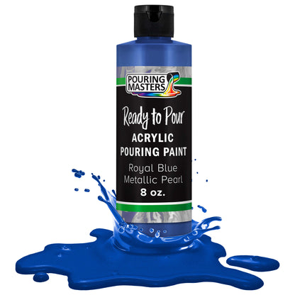 Pouring Masters Royal Blue Metallic Pearl Ready to Pour Acrylic Pouring Paint - Premium 8-Ounce Pre-Mixed Fluid Acrylic Paint - Fluid Art Supplies for Canvas, Wood, Paper, Tile & Rocks