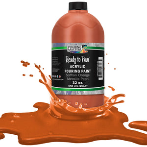 Pouring Masters Saffron Orange Metallic Pearl Ready to Pour Acrylic Pouring Paint - Premium 32-Ounce Pre-Mixed Fluid Acrylic Paint - Fluid Art Supplies for Canvas, Wood, Paper, Tile & Rocks