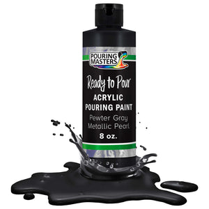 Pouring Masters Pewter Gray Bark Metallic Pearl Ready to Pour Acrylic Pouring Paint - Premium 8-Ounce Pre-Mixed Fluid Acrylic Paint - Fluid Art Supplies for Canvas, Wood, Paper, Tile & Rocks