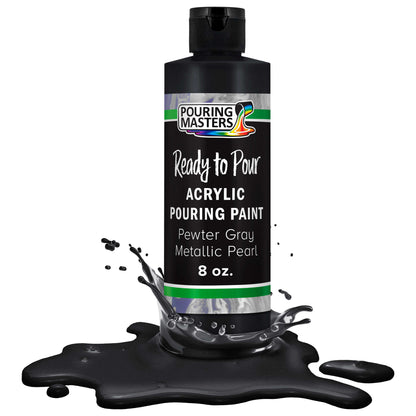 Pouring Masters Pewter Gray Bark Metallic Pearl Ready to Pour Acrylic Pouring Paint - Premium 8-Ounce Pre-Mixed Fluid Acrylic Paint - Fluid Art Supplies for Canvas, Wood, Paper, Tile & Rocks