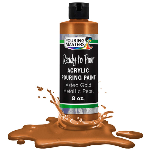 Aztec Gold Metallic Pearl Acrylic Ready to Pour Pouring Paint - Premium 8-Ounce Pre-Mixed Water-Based - Painting Canvas, Wood, Crafts, Tile, Rocks