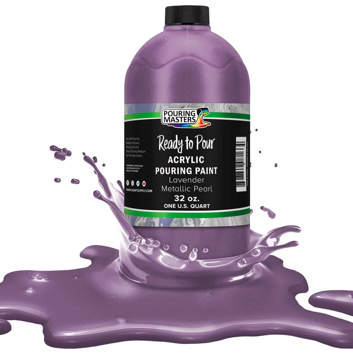 Lavender Metallic Pearl Acrylic Ready to Pour Pouring Paint - Premium 32-Ounce Pre-Mixed Water-Based - Painting Canvas, Wood, Crafts, Tile, Rocks