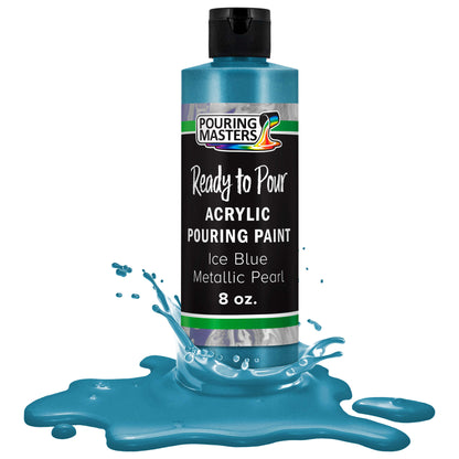Pouring Masters Ice Blue Metallic Pearl Ready to Pour Acrylic Pouring Paint - Premium 8-Ounce Pre-Mixed Fluid Acrylic Paint - Fluid Art Supplies for Canvas, Wood, Paper, Tile & Rocks