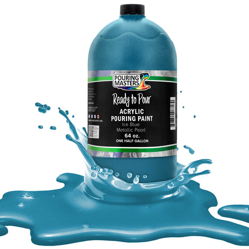 Ice Blue Metallic Pearl Acrylic Ready to Pour Pouring Paint - Premium 64-Ounce Pre-Mixed Water-Based - Painting Canvas, Wood, Crafts, Tile, Rocks