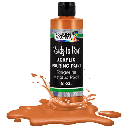 Pouring Masters Tangerine Metallic Pearl Ready to Pour Acrylic Pouring Paint - Premium 8-Ounce Pre-Mixed Fluid Acrylic Paint - Fluid Art Supplies for Canvas, Wood, Paper, Tile & Rocks