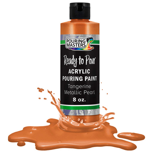 Tangerine Metallic Pearl Acrylic Ready to Pour Pouring Paint - Premium 8-Ounce Pre-Mixed Water-Based - Painting Canvas, Wood, Crafts, Tile, Rocks