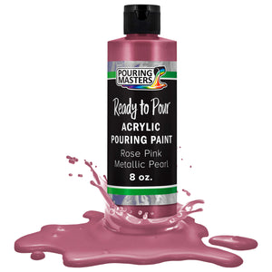 Pouring Masters Rose Pink Metallic Pearl Ready to Pour Acrylic Pouring Paint - Premium 8-Ounce Pre-Mixed Fluid Acrylic Paint - Fluid Art Supplies for Canvas, Wood, Paper, Tile & Rocks