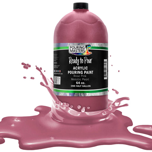 Rose Pink Metallic Pearl Acrylic Ready to Pour Pouring Paint - Premium 64-Ounce Pre-Mixed Water-Based - Painting Canvas, Wood, Crafts, Tile, Rocks