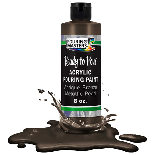 Antique Bronze Metallic Pearl Acrylic Ready to Pour Pouring Paint - Premium 8-Ounce Pre-Mixed Water-Based - Painting Canvas, Wood, Crafts, Tile, Rocks