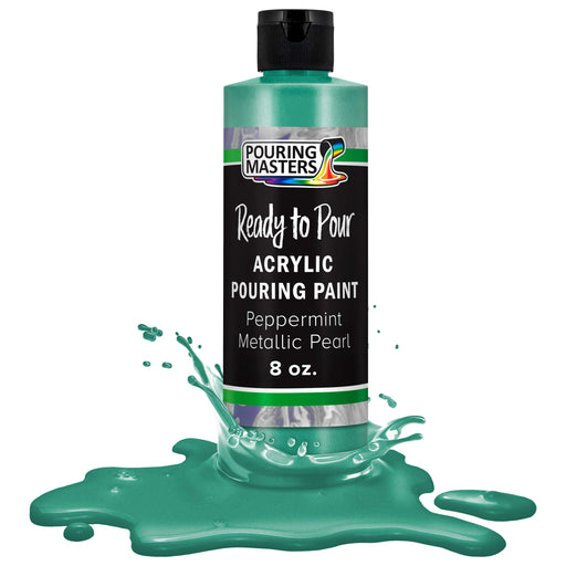 Peppermint Metallic Pearl Acrylic Ready to Pour Pouring Paint - Premium 8-Ounce Pre-Mixed Water-Based - Painting Canvas, Wood, Crafts, Tile, Rocks