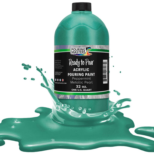 Peppermint Metallic Pearl Acrylic Ready to Pour Pouring Paint - Premium 32-Ounce Pre-Mixed Water-Based - Painting Canvas, Wood, Crafts, Tile, Rocks