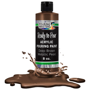 Pouring Masters Deep Brown Metallic Pearl Ready to Pour Acrylic Pouring Paint - Premium 8-Ounce Pre-Mixed Fluid Acrylic Paint - Fluid Art Supplies for Canvas, Wood, Paper, Tile & Rocks