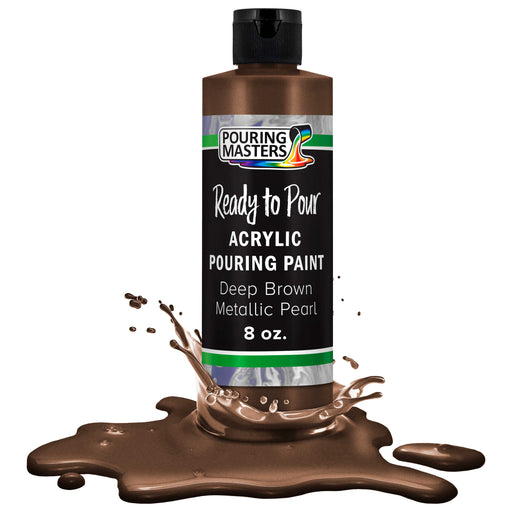 Deep Brown Metallic Pearl Acrylic Ready to Pour Pouring Paint - Premium 8-Ounce Pre-Mixed Water-Based - Painting Canvas, Wood, Crafts, Tile, Rocks