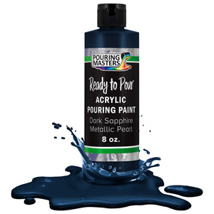 Pouring Masters Dark Sapphire Blue Metallic Pearl Ready to Pour Acrylic Pouring Paint - Premium 8-Ounce Pre-Mixed Fluid Acrylic Paint - Fluid Art Supplies for Canvas, Wood, Paper, Tile & Rocks