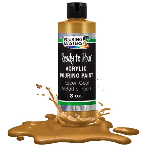 Placer Gold Metallic Pearl Acrylic Ready to Pour Pouring Paint - Premium 8-Ounce Pre-Mixed Water-Based - Painting Canvas, Wood, Crafts, Tile, Rocks