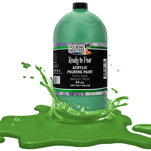 Vivid Jade Metallic Pearl Acrylic Ready to Pour Pouring Paint Premium 64-Ounce Pre-Mixed Water-Based - Painting Canvas, Wood, Crafts, Tile, Rocks
