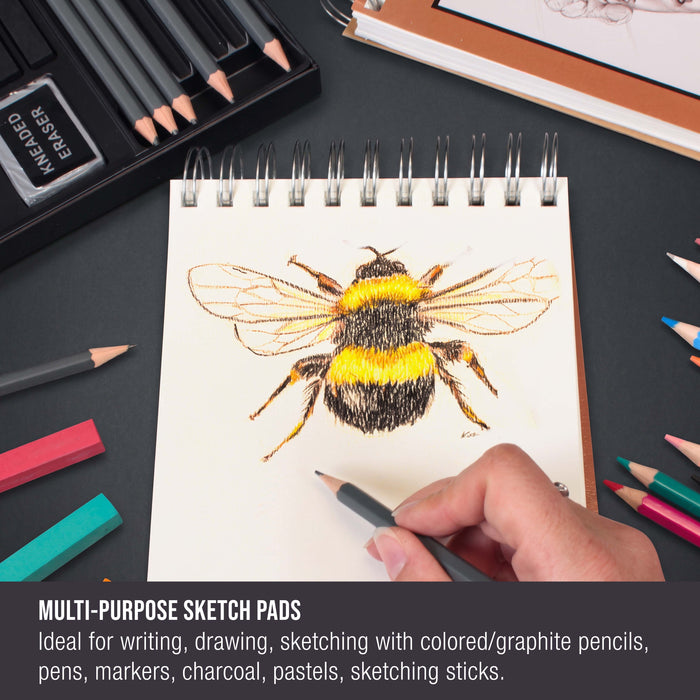 6 x 10" Top Spiral Bound Sketch Book, 2 Pack, 100 Sheets Each, 60lb (100gsm), Acid-Free, Artist Sketchbook, Drawing Pad for Adults & Students