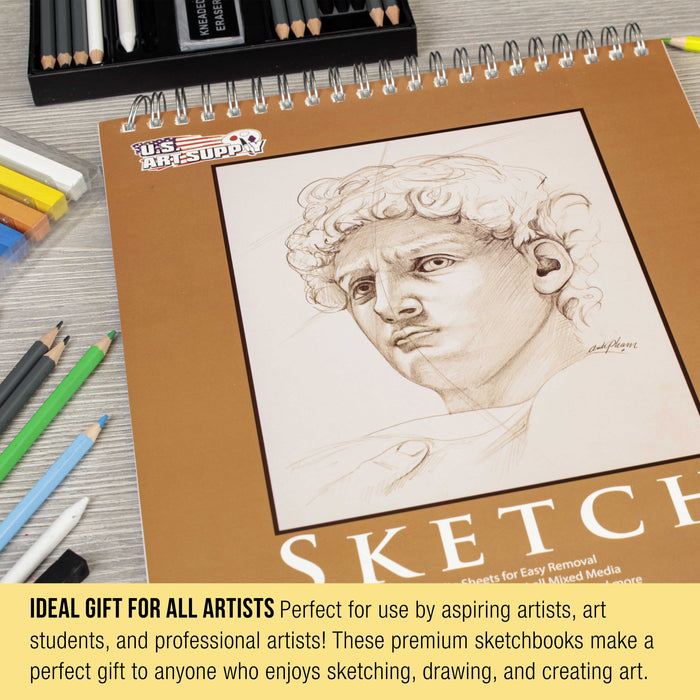 9"x12" Top Spiral Bound Sketch Book, 2 Pack, 100 Sheets Each, 60lb (100gsm), Acid-Free, Artist Sketchbook, Drawing Pad for Adults & Students