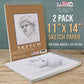11 x 14" Top Spiral Bound Sketch Book, 2 Pack, 100 Sheets Each, 60lb (100gsm), Acid-Free, Artist Sketchbook, Drawing Pad for Adults & Students