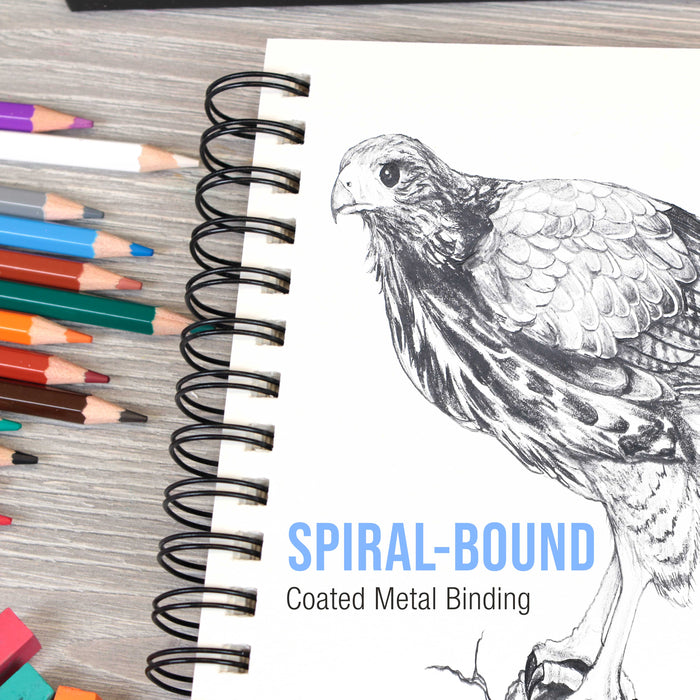 5.5" x 8.5" Premium Hardbound Sketch Book, 2 Pack, 80 Sheets Each, 70 lb (110gsm) - Hardcover Spiral Bound Artist Field, Small Sketch Pad, Acid-Free Drawing Pad - Adults, Students